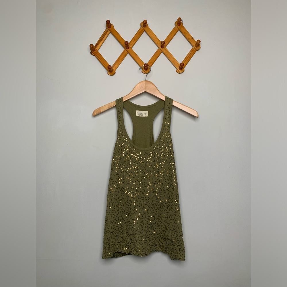 Women’s Ralph Lauren Denim&Supply Green Sequined Racerback Tank Top SZ XS